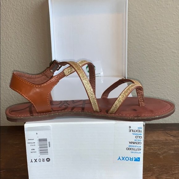 Roxy Gemma Gold Glitter Gladiator Sandals Size 6 - Picture 8 of 14